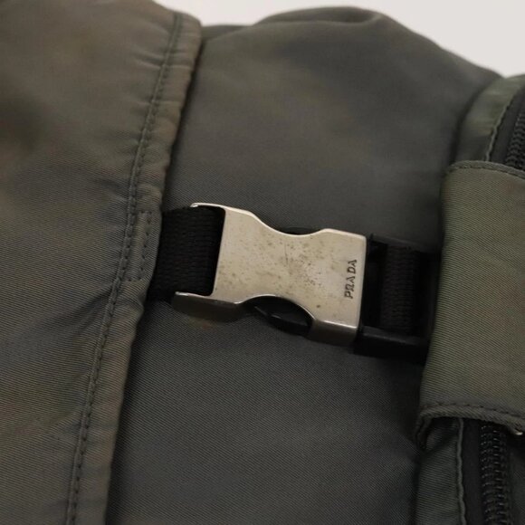 PRADA Backpack Nylon Khaki Silver Auth bs27852 - Picture 13 of 16